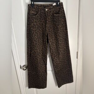 Leopard Print Wide-Leg Pants